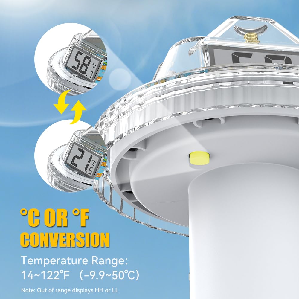 BaldrTherm Termómetro inalámbrico para piscina con pantalla LCD de 360°, monitoreo remoto a través de la aplicación, IPX7 impermeable, sensor de temperatura flotante para piscina, jacuzzi, spa y