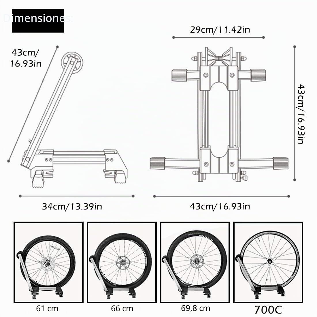 ROCKBROS Soporte Suelo para Bicicleta Aparcamiento Plegable Portátil para Interior, Estacionamiento de Aluminio Compatible con 20"-29"