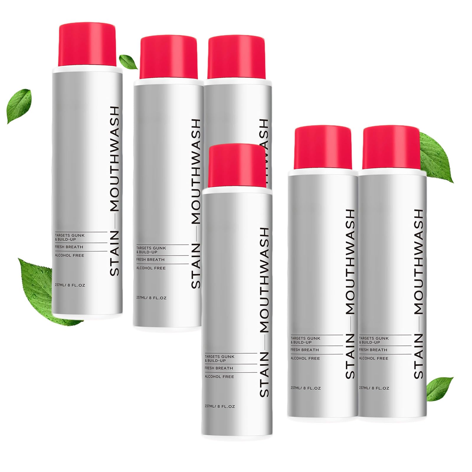 Collutorio, collutorio detergente per alito fresco, con oli essenziali per denti e gengive più puliti, cura orale quotidiana, sapore menta dolce (6PCS)