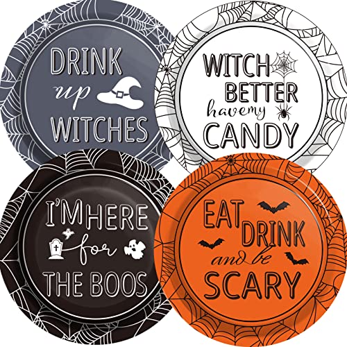 Halloween Party Paper Plates Supplies 7" Disposable Witch Party Dessert Plates Tableware Set Decorations For Birthday Funny Halloween Spooky  Party Get-Together #TOP6