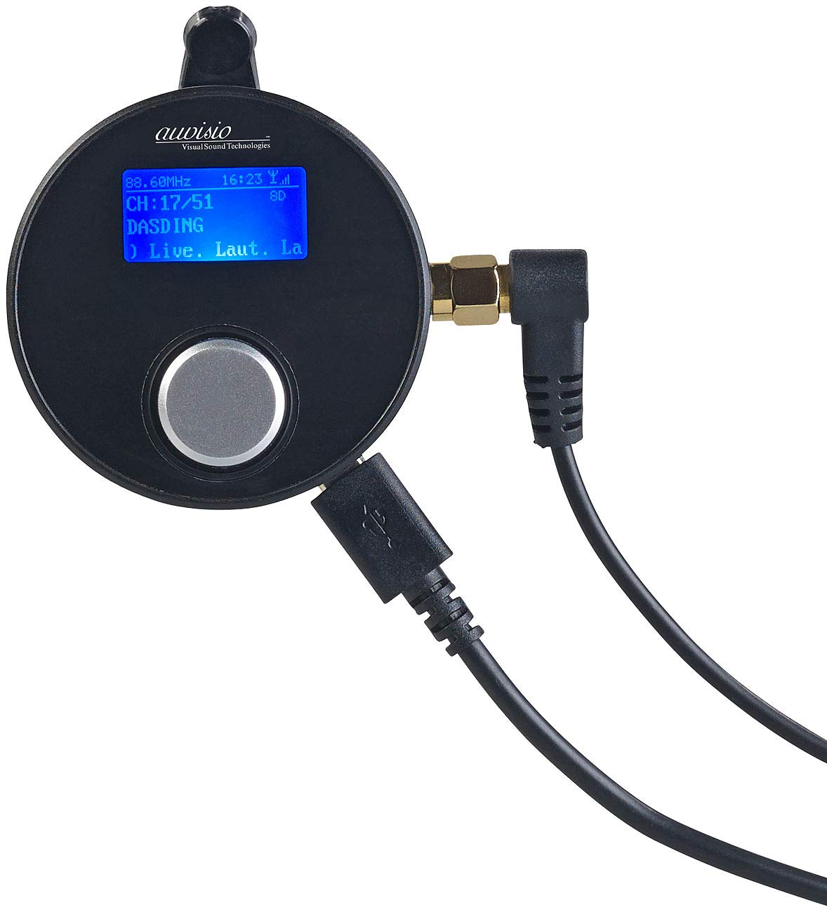 auvisio DAB Adapter: DAB+/DAB-Empfänger mit FM-Transmitter, AUX-Audioausgang, für Kfz/HiFi (DAB Autoradio, DAB Adapter Auto, Freisprecheinrichtung)