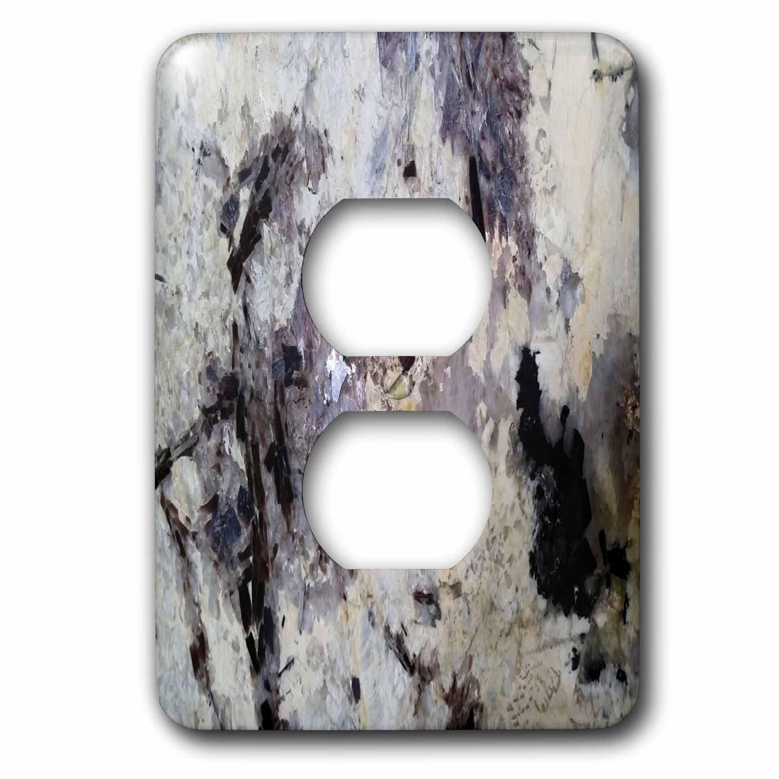 Couvre-prise double effet granit pailleté noir violet 3D Rose lsp