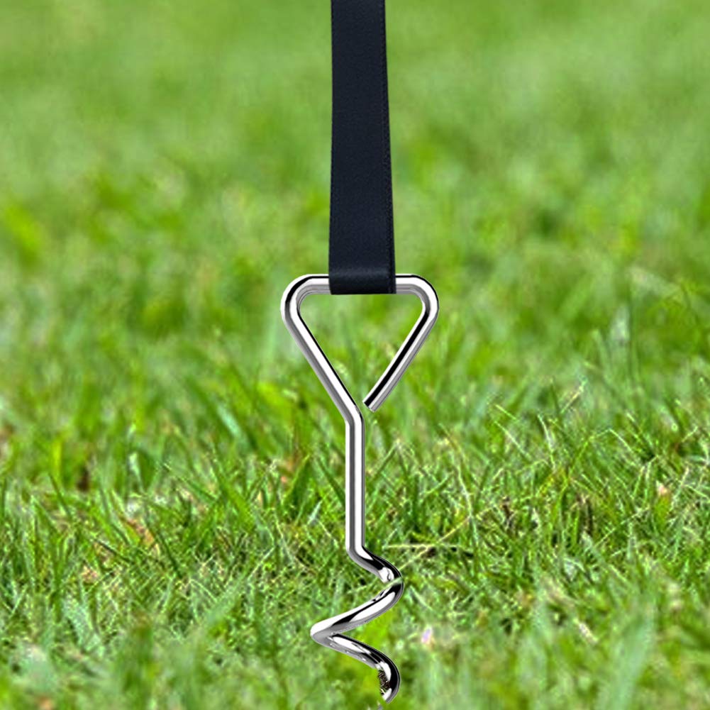 Eurmax Trampoline Stakes Heavy Duty Trampoline Parts Corkscrew Shape Steel Stakes Anchor Kit with T Hook for Trampolines