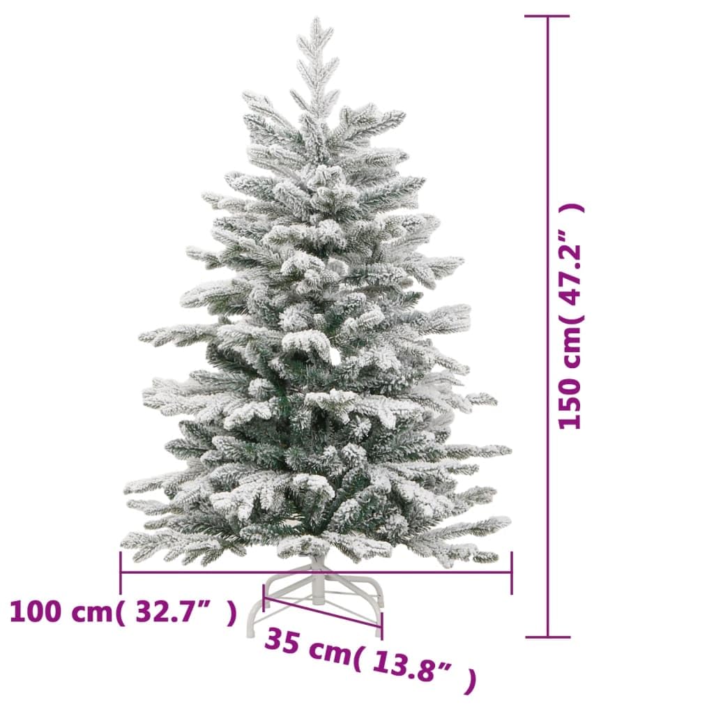 Árbol de Navidad artificial plegable de 150 cm con puntas de polietileno nevadas, soporte de hierro estable, ideal para salón, balcón, terraza y decoración festiva de Navidad