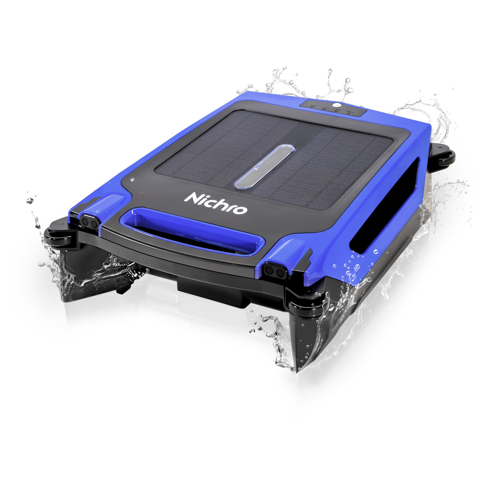 (New Upgrade) Nichro Robotic Pool Skimmer - Solar & Rechargeable, 2 Cleaning Modes, Automatic Obstacle Avoidance, Twin Salt Chlorine Tolerant Motors