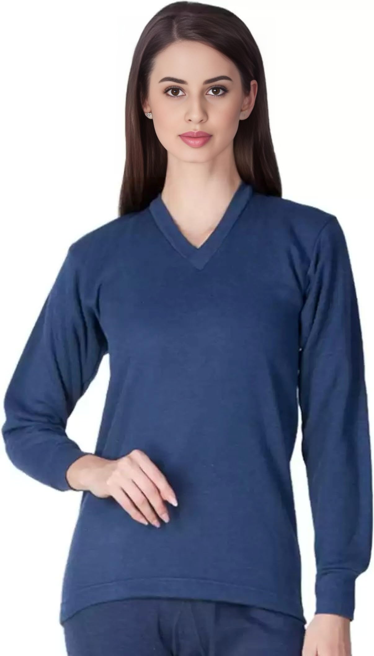 alfa Women’s V-Neck Full Sleeves Thermal Top | Soft Cotton Winter Wear Inner Top for Cold Weather Protection-picture-14