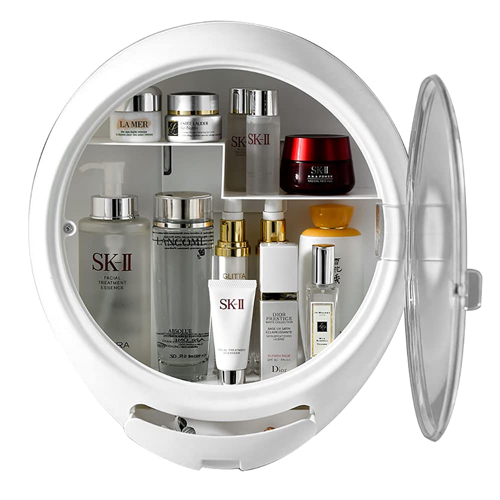 JJONE Modern Dustproof Waterproof Makeup Cosmetic Wall-Mounted Storage Organizer Box (F, White)