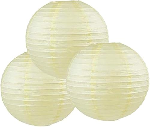 Miniatura 37 de Paquete de 3 linternas redondas de papel para decoración de boda y fiesta de cumpleaños (blanco, 12 pulgadas/11.8 in)
