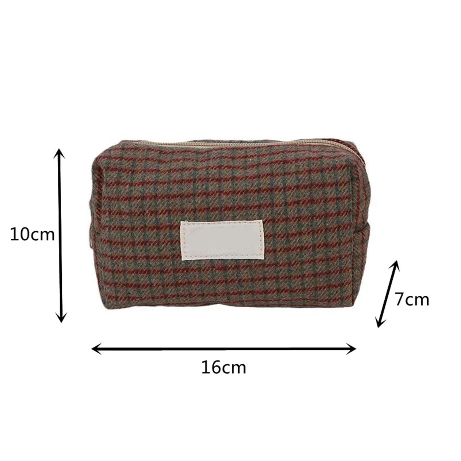 Kosmetyczki, kosmetyczka w kratę retro, podróżna, szminka, torba do przechowywania kosmetyków, zestaw, dziewczęca torebka makijażu, organizer, torba-worek, piórnik(Brown)