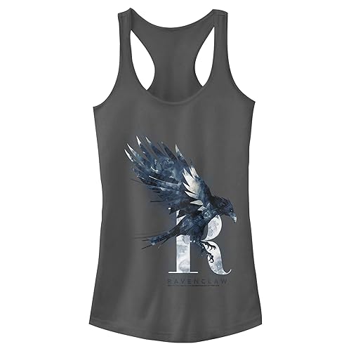 Junior's Harry Potter Ravenclaw Bird Watercolor Racerback Tank Top - 2X - Charcoal