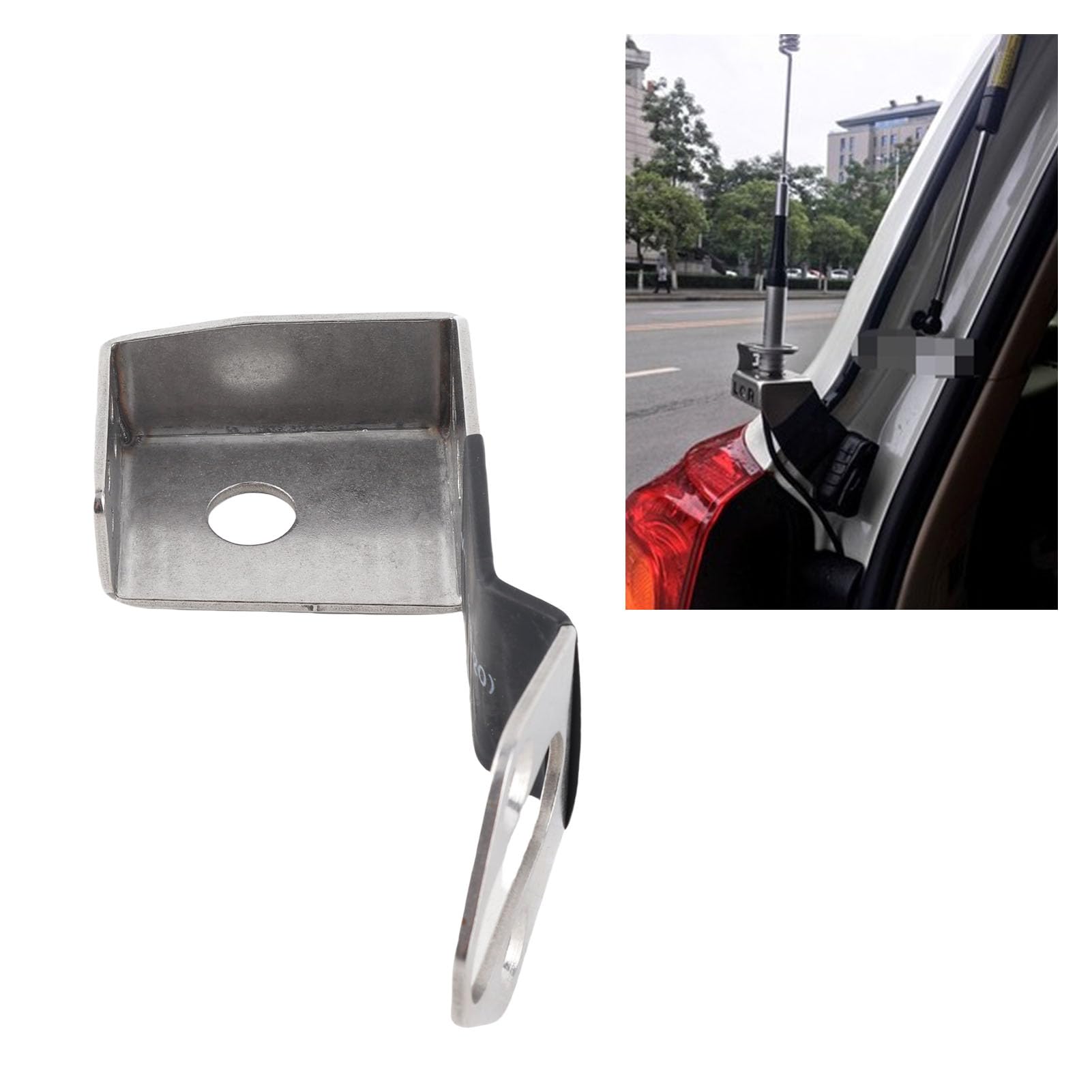 Supporto per antenna mobile per auto, in acciaio inox, supporto per antenna radio per Land Cruiser LC200, posizione di guida principale e assistente (argento)
