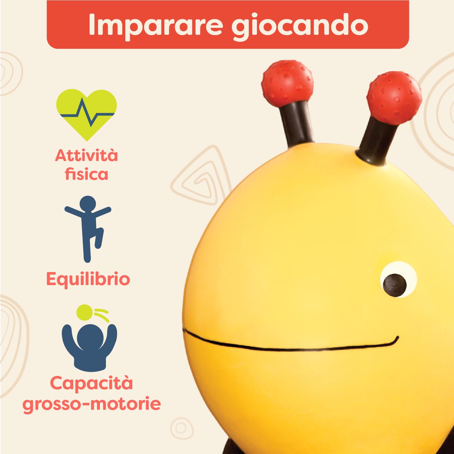 B. toys - Bouncy Boing! - Bizzi - Sdraietta ape cavalcabile - Giocattolo gonfiabile per animali - Salterello gonfiabile per bambini, ragazzi e bambini - Saltare e rimbalzare - Pompa dell'aria inclusa