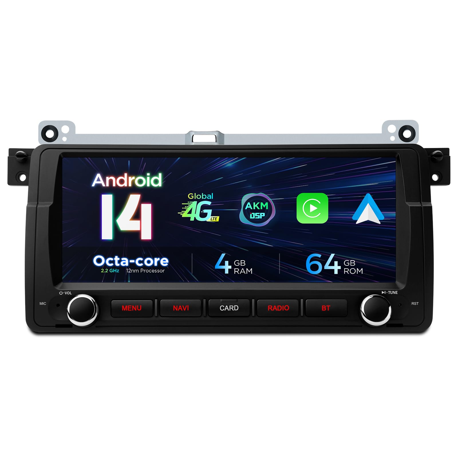 XTRONS 8.8 Inch Android 14 Car Stereo for BMW E46 (1998-2005), IPS Touch Screen 4+64GB Car Radio GPS Navigation Global 4G LTE Built-in DSP Head Unit Support Wireless CarPlay Android Auto