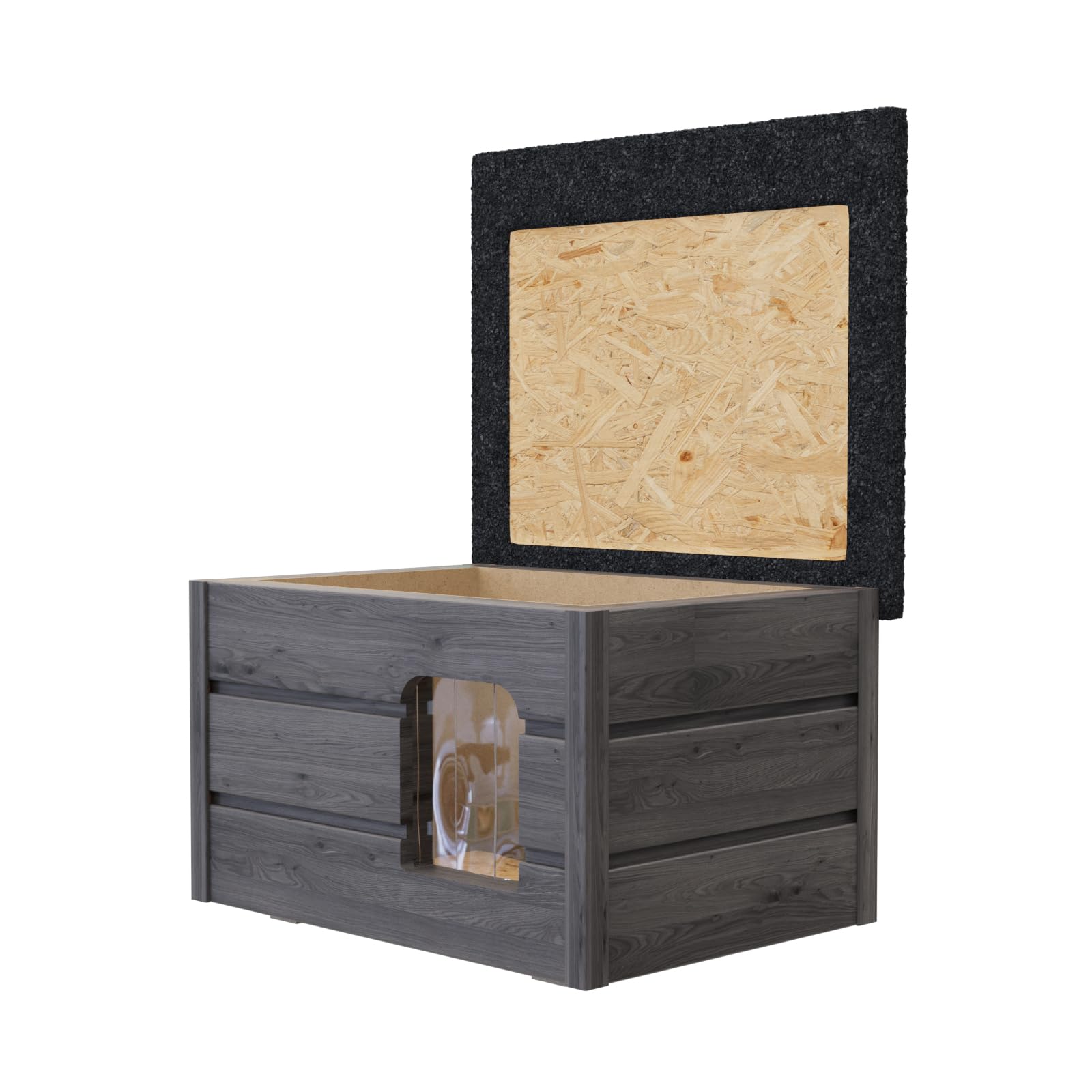 Caseta para gatos, cueva para gatos, para exterior, resistente al agua, aislada, de madera, cartón (gris #E08579)