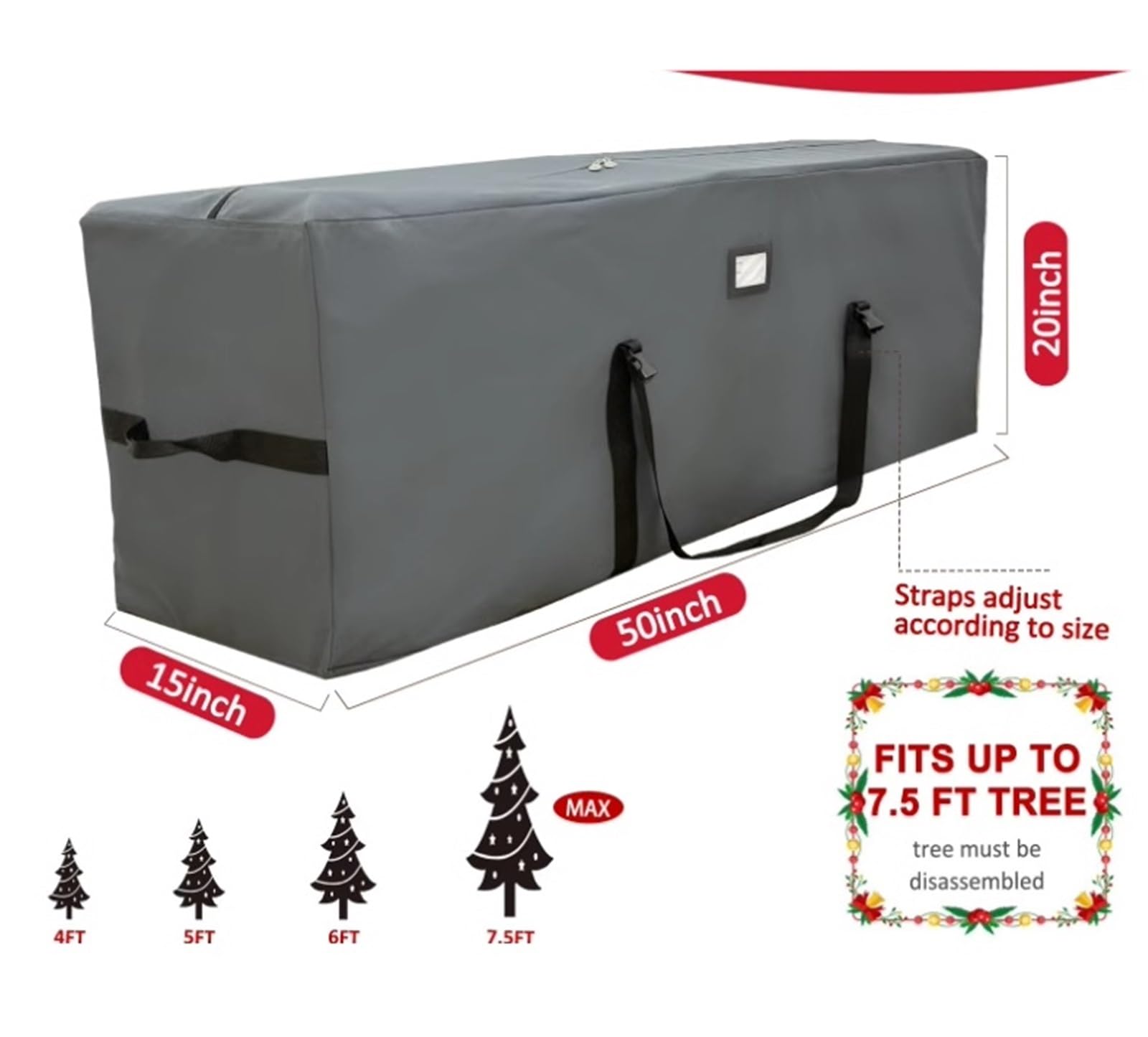 Tasche Weihnachtsbaum-Aufbewahrungstasche Mit Schnallenriemen, Doppelreißverschluss Und Griffen Weihnachtsbaum
