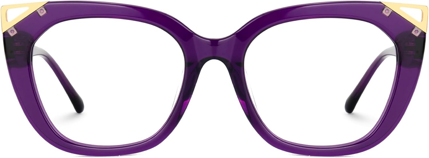 Zeelool Blue Light Blocking Glasses for Women Chic Cat Eye Glasses Frames Acetate Full Frame Fake Glasses