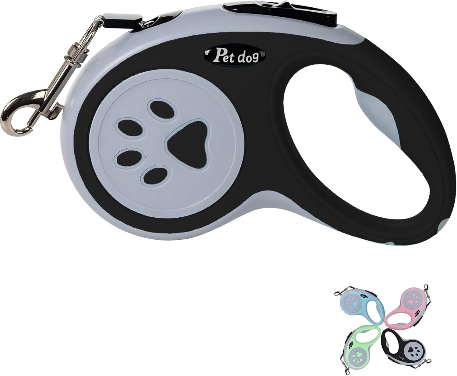 Retractable Dog Lead, VELIGOOD 5M/16FT Extendable Dog Lead with Strong Nylon Tape Tangle-Free One-Handed Brake, Pause, Lock for Small Medium Dogs (Black)