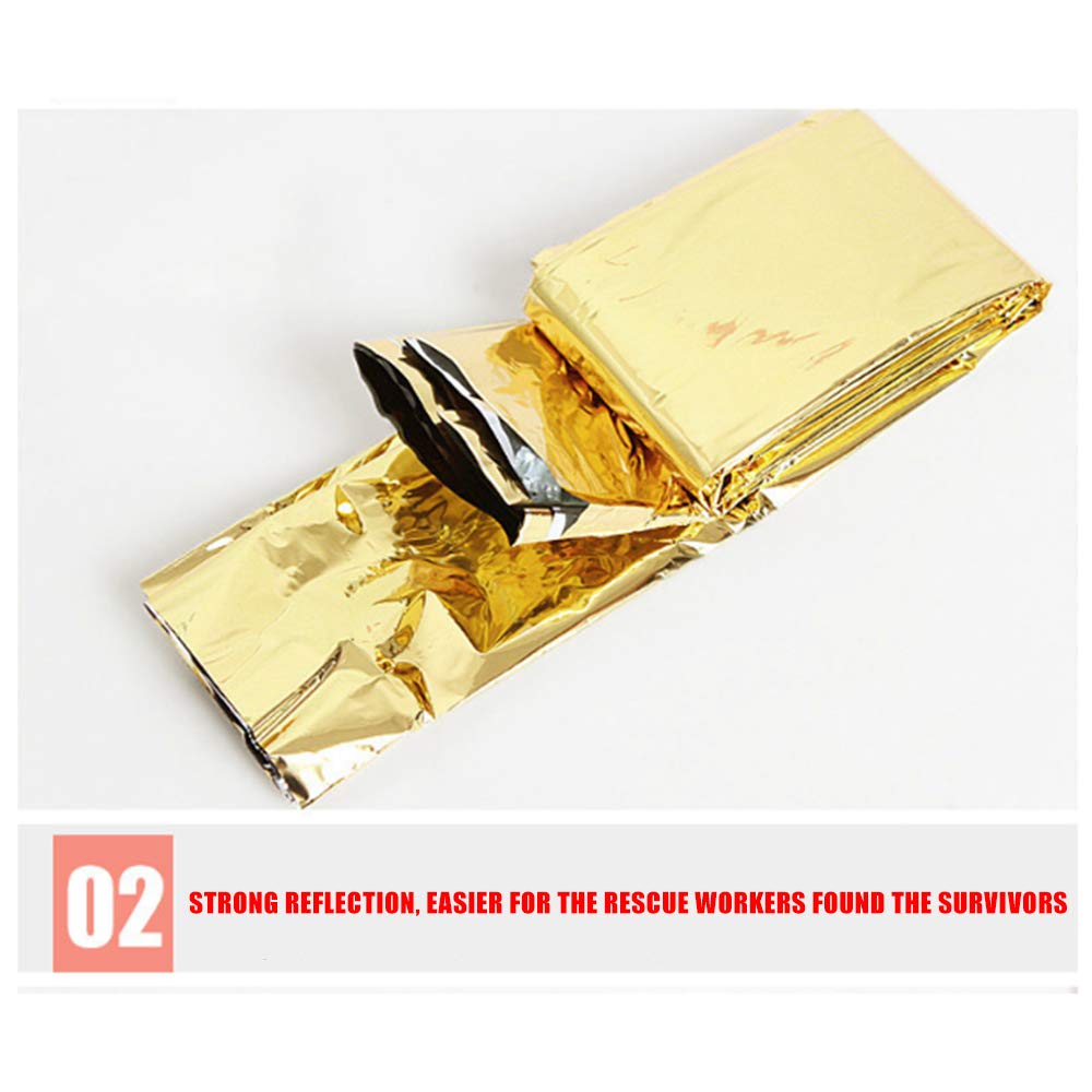 Lot de 10 couvertures de Survie en Aluminium réfléchissant pour Adultes, Couverture de Premiers Secours, Couverture de Premiers Secours pour l'extérieur, la randonnée, Argenté (160 x 210 cm)