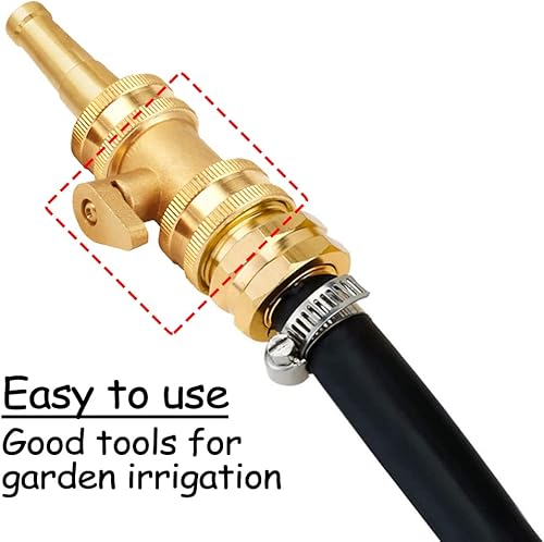 Miniatura 2 de Uenede 2 válvulas de cierre de manguera de jardín de latón resistente de 34 pulgadas GHT, válvula de bola de manguera de agua roscada con arandelas