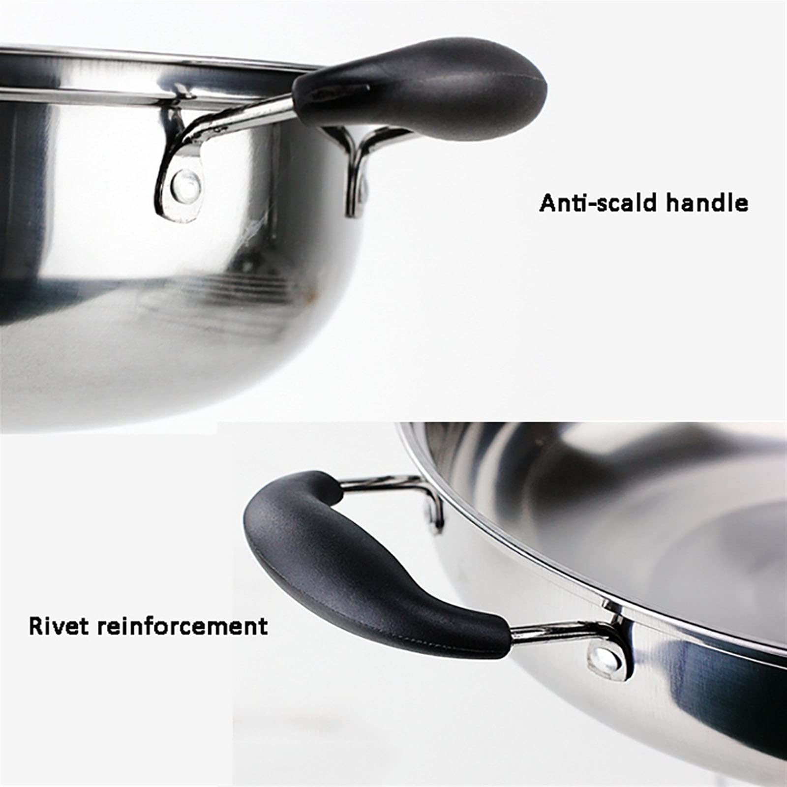 Olla arrocera de Acero inoxidable de Doble capa para cocina de Gas o de inducción (28/30/32 cm) (32 cm)