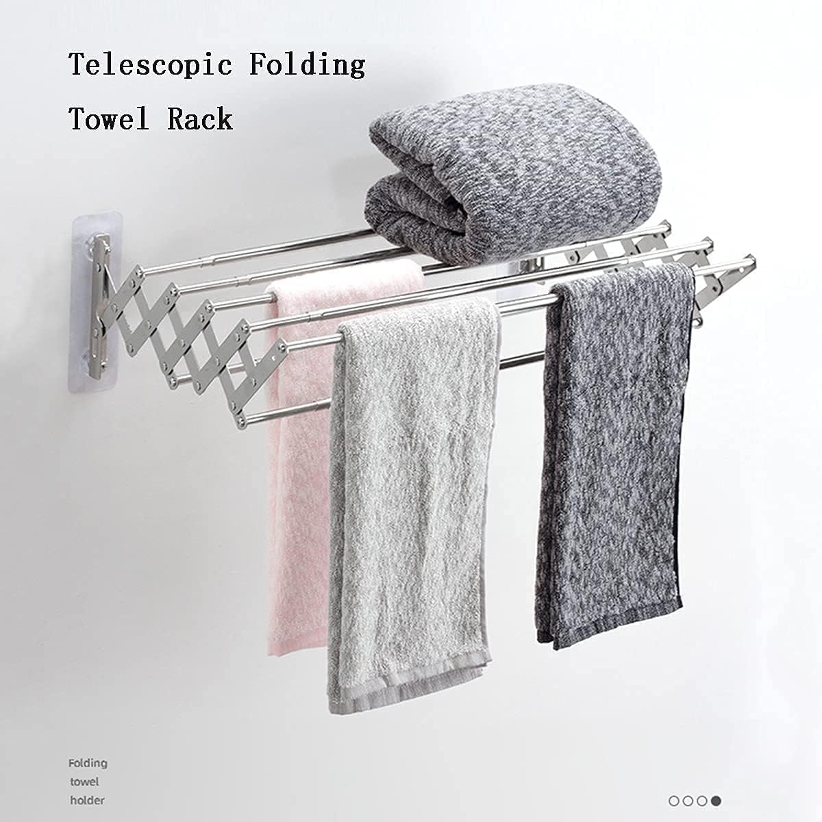 Wall Mounted Clothes Airer Folding Telescopic Towel Rack Bathroom Shelf Washing Line Shower Bar Drying Rack 80 127cm Size
