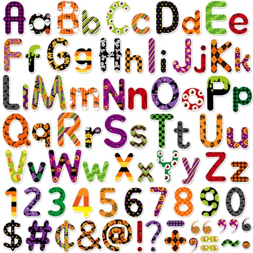 Faccito 231 Pcs Halloween Bulletin Board Letters for Classroom 4 Inch Letters Combo Pack Set Alphabet Numbers Symbols Halloween Bulletin Board Cutouts for Teachers Classroom School Wall Decor