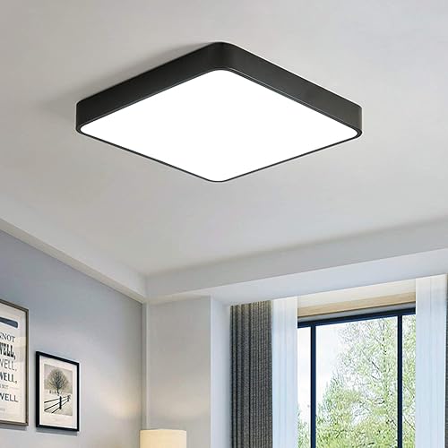 Miniatura 10 de Ganeed Lámparas de techo LED de 19.6 pulgadas, lámpara de techo cuadrada de 39 W, lámpara de techo LED de 6500 K, lámpara de techo LED de ahorro de