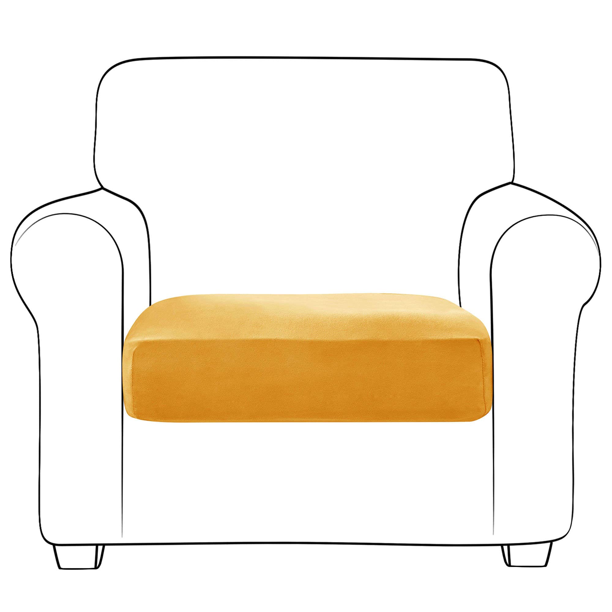 JHLD Velvet Sofa Seat Cushion Covers, Stretch Sofa Cushion Covers Elastic Couch Cushion Cover Sofa Seat Cover Removable Washable For Chair, Loveseat-Golden-1 Piece โ image 1