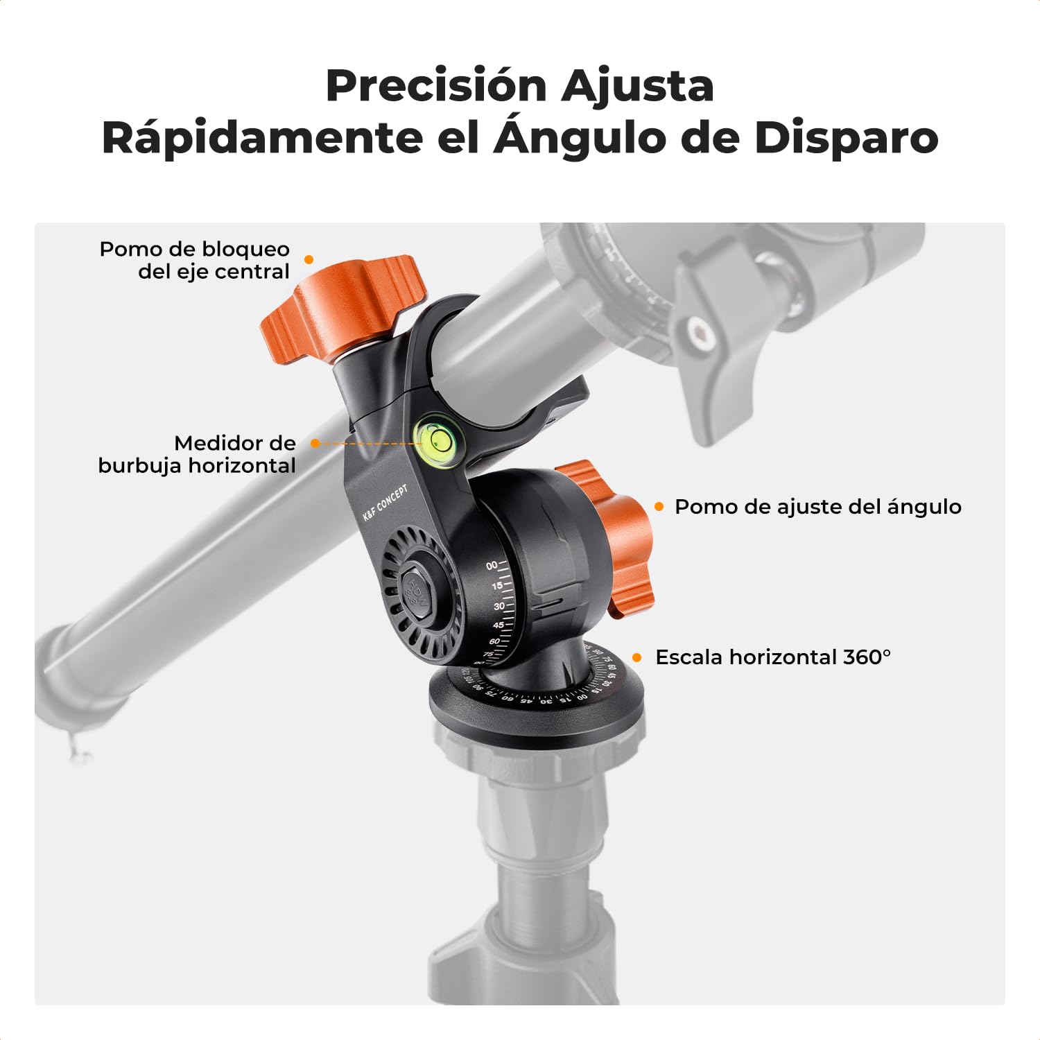 K&F CONCEPT O234A1+BH-36 Tripode Camara con Brazo Extensible 195CM, Trípode Viaje Cámara con Soporte de Teléfono, Trípode Ligero en Aluminio