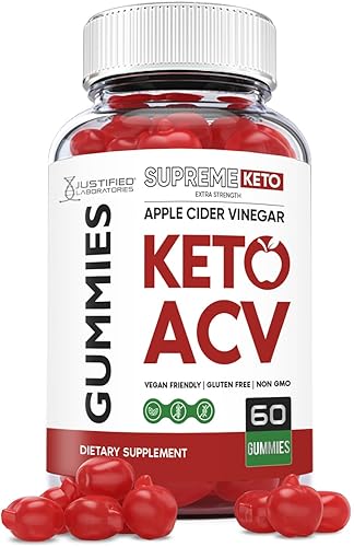 Justified Laboratories Supreme Keto ACV Gummies 1000 mg con jugo de granada y raíz de remolacha B12 60 gomitas