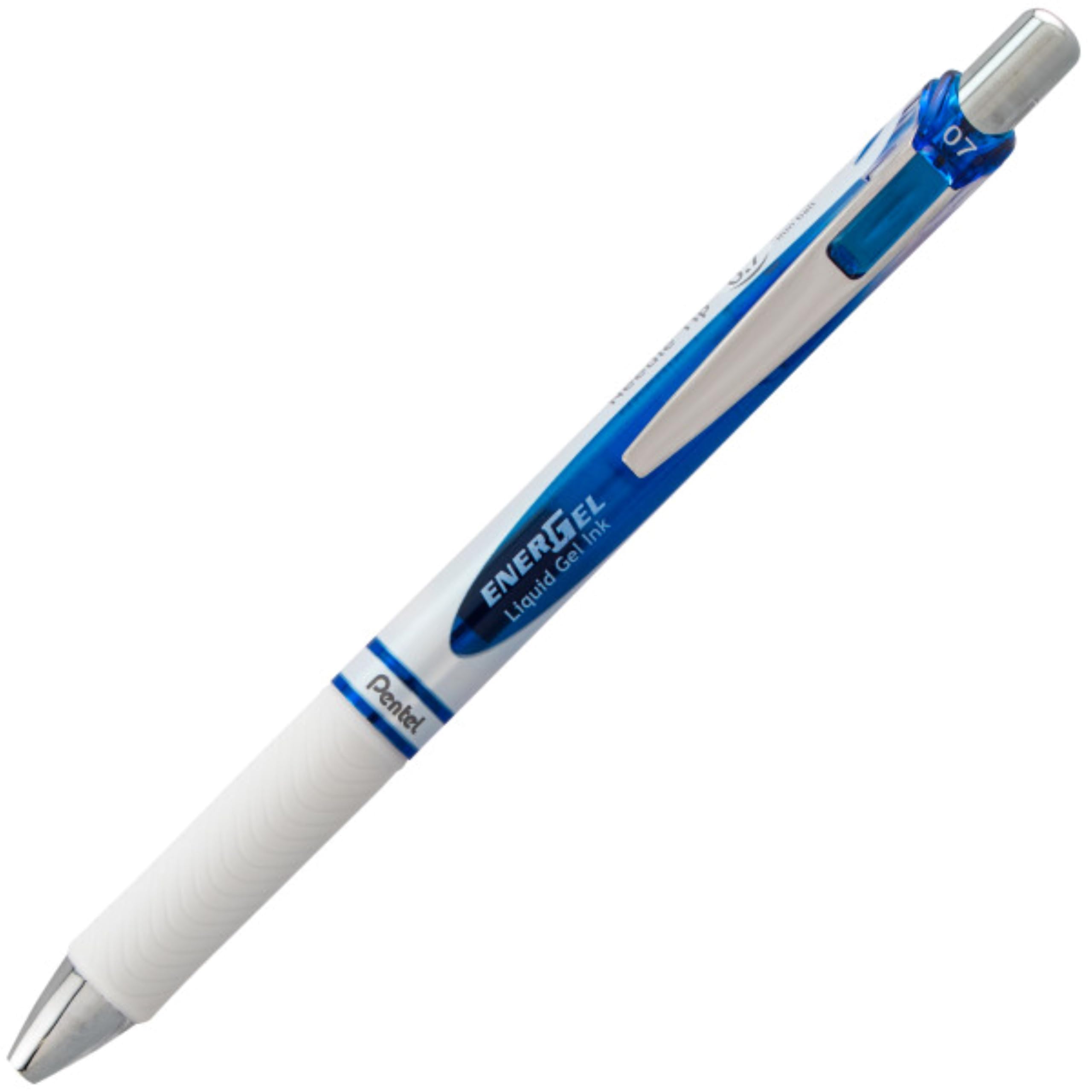 Pentel EnerGel PEARL Bolígrafo retráctil de gel líquido, línea media de 0.7 mm, punta de aguja, tinta azul, paquete de 12 cajas colgantes para ventana