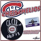 CHRIS CHELIOS Signed MONTREAL CANADIENS Puck w/COA - HOFer - Autographed NHL Pucks