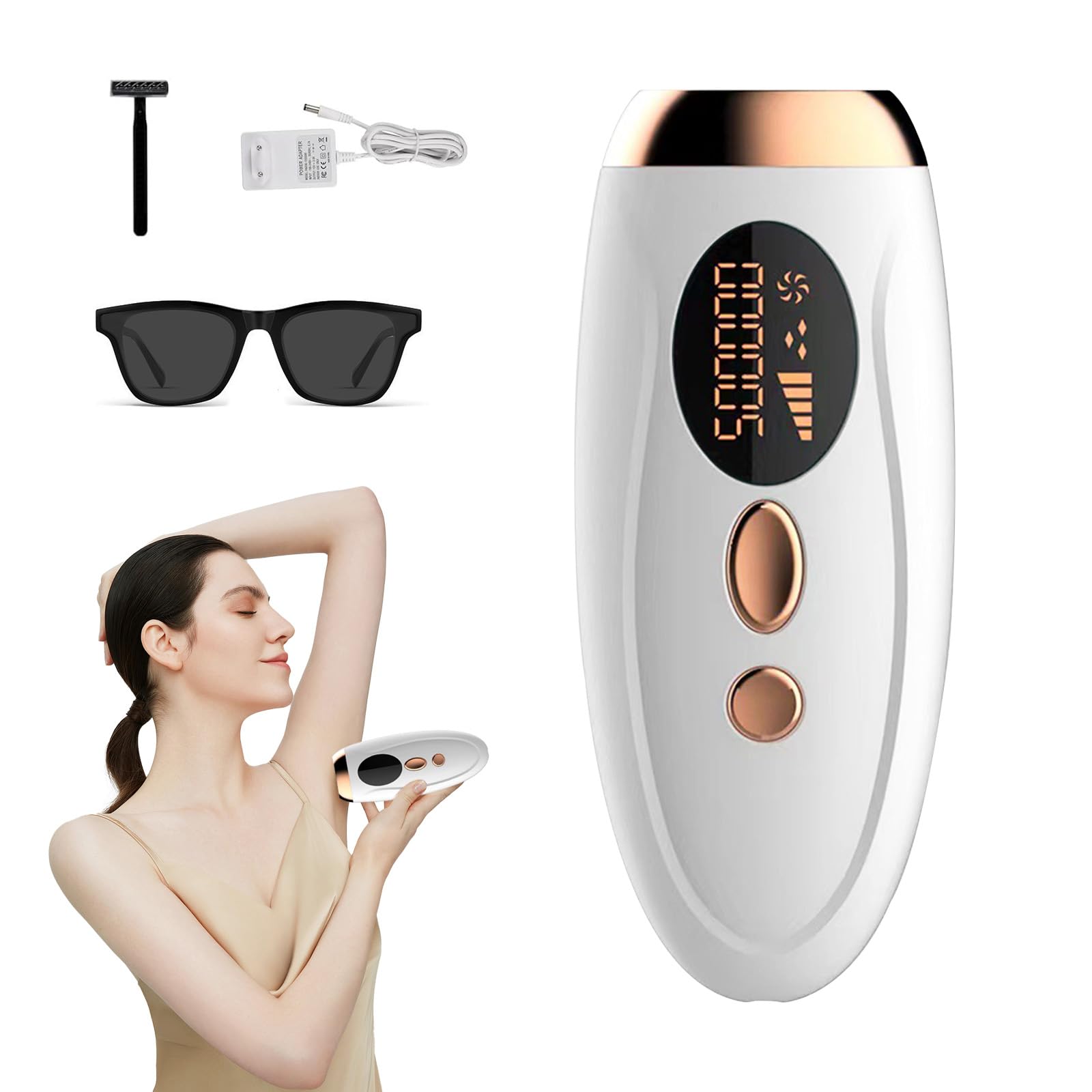 Depiladora Laser, IPL Depiladora Luz Pulsada Depilacion Maquina Mujer Hair Removal con Función de Refrigeración de Hielo 5 Niveles de Energía para Ingles Axilas Cara Cuerpo