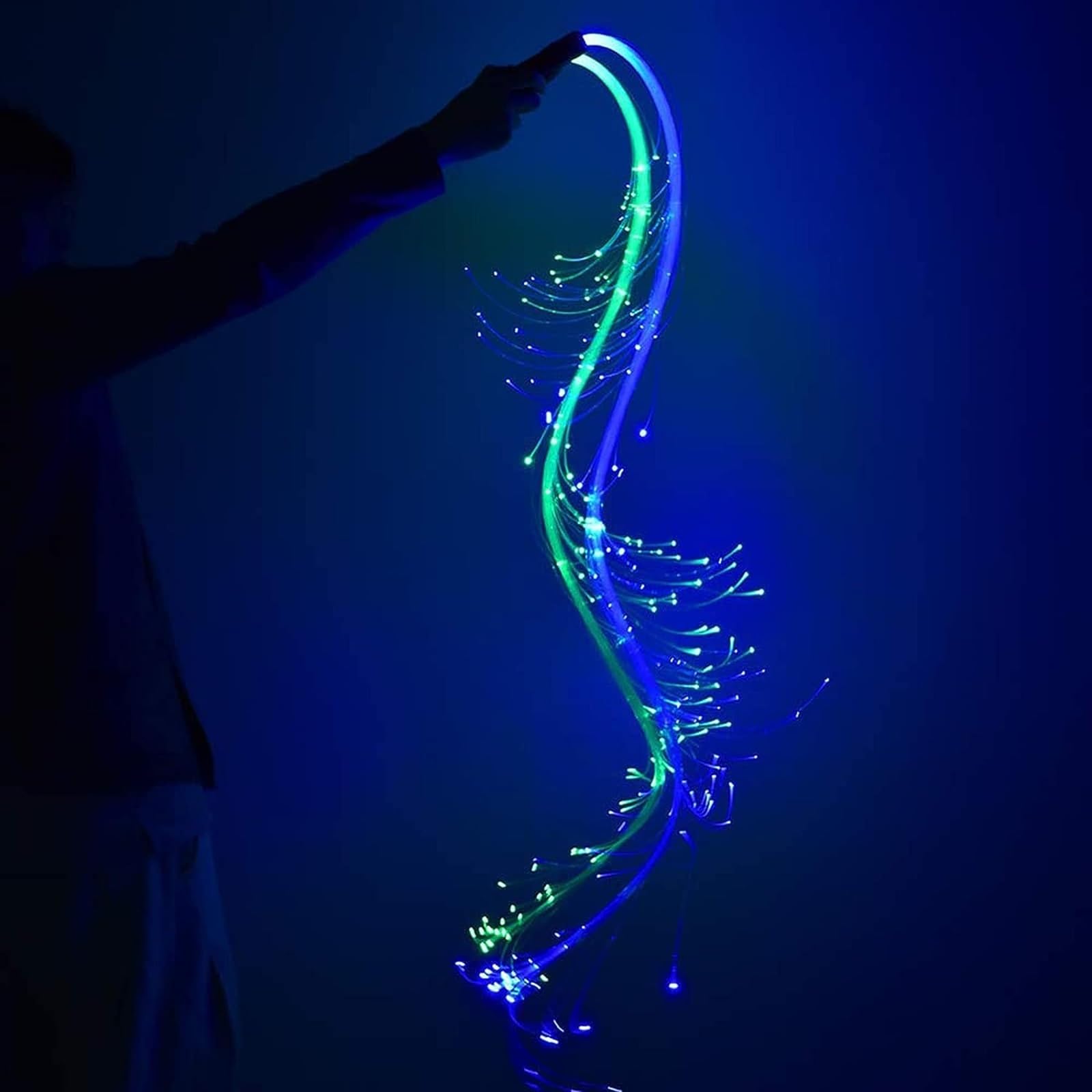 MDybf Frusta in Fibra Ottica a LED, Frusta da Ballo in Fibra Ottica da 6 Piedi, Giocattolo Rave Luminoso Super Luminoso Girevole a 360°, 10 Colori 36 Effetti Che cambiano Colore