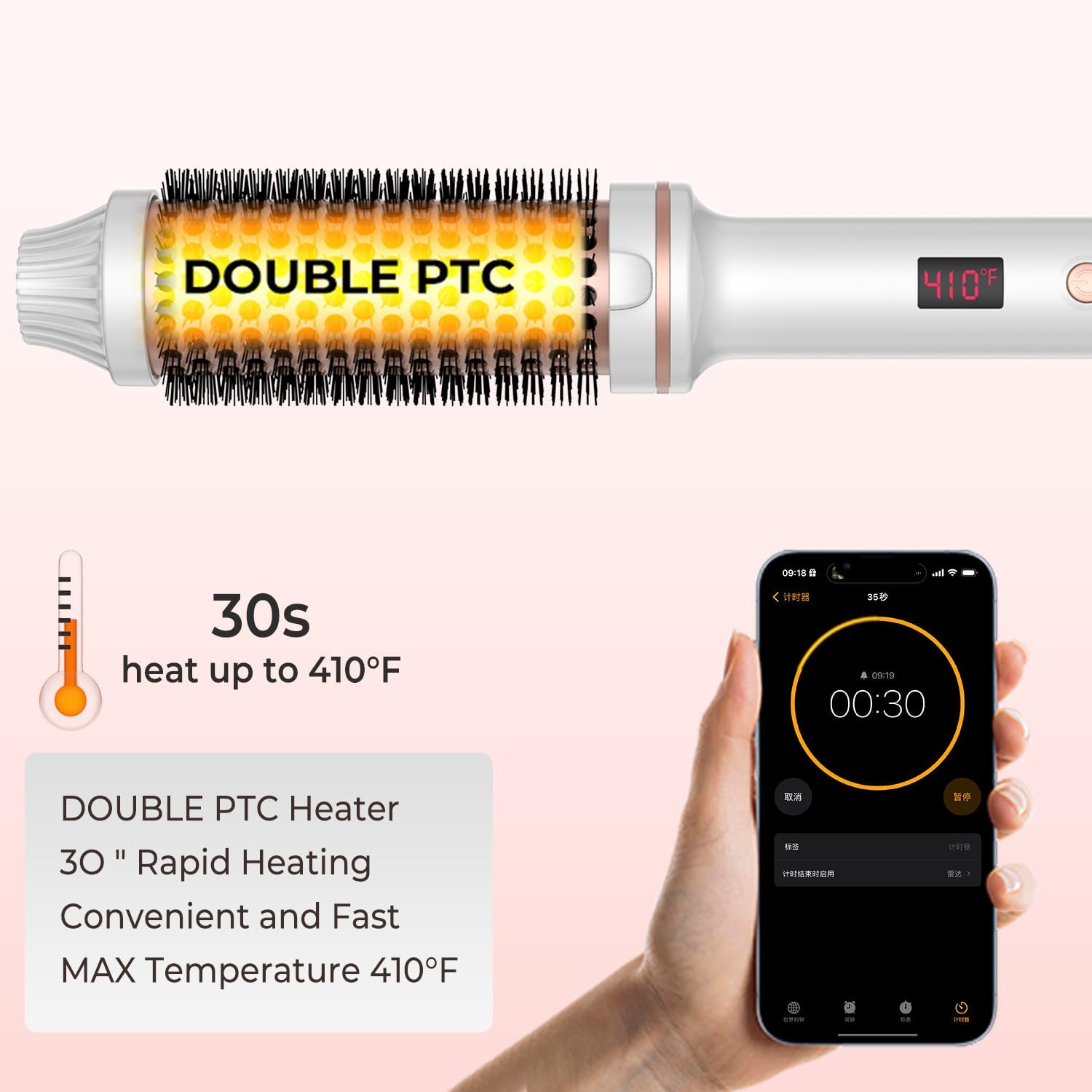 1 1/2 Inch Thermal Brush, Curling Heated Brush Round Fast Heating for Women, Double Voltage for Travel for Hair Straightening Curling Volumize, Ceramic Tourmaline Technology - Image 6
