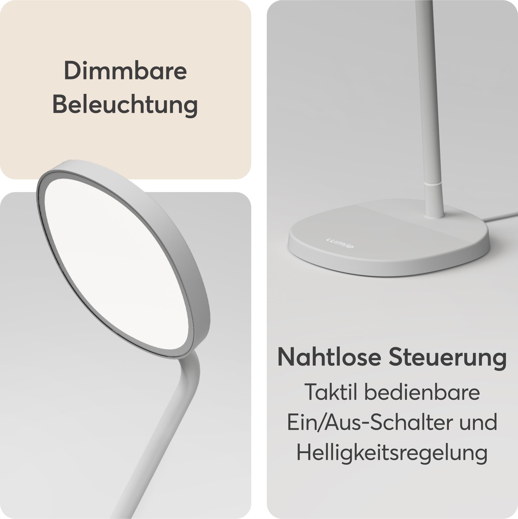 Lumie Regulowana Lampa Biurkowa LED z Terapią Jasnym Światłem, Biała