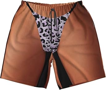 Sexy Purple Leopard Pattern Swim Trunks Beach Shorts Funny Swim Shorts for Men-XXL