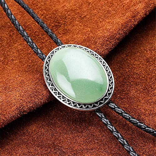 Image of Turquoise Agate Granite BOLO Tie for Men Women Leather Wedding Necklace Western Cowboy Necktie