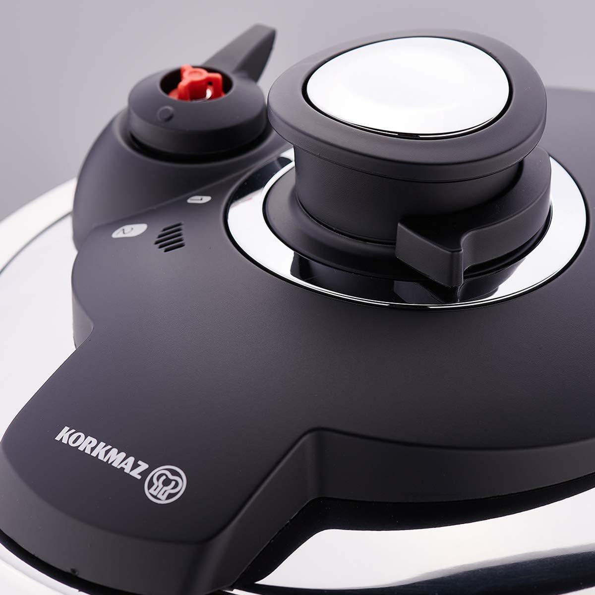 Close-up of Korkmaz Flora Pressure Cooker lid