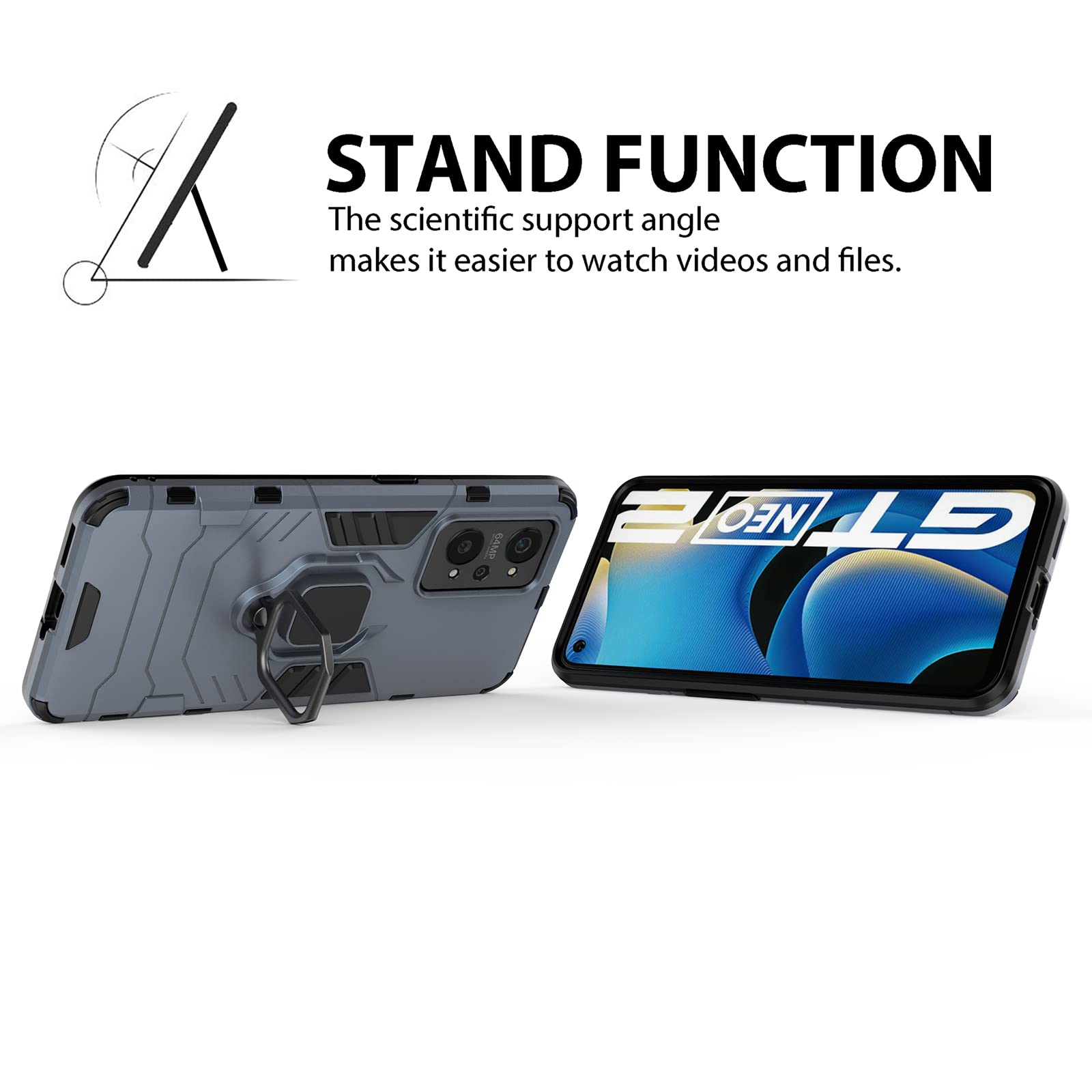 GIOPUEY Case Compatible with Realme GT Neo 3T/GT2/Neo 2, 2 in 1 PC