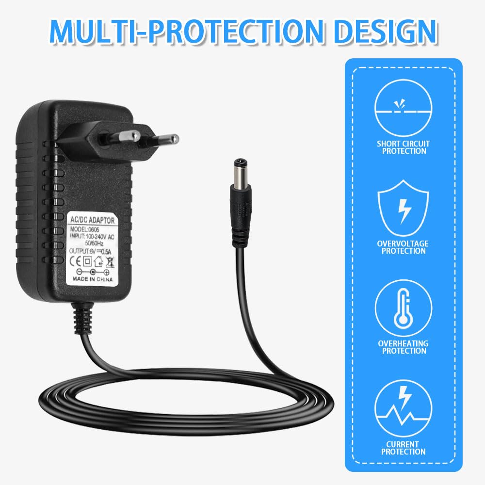 Cable de carga de 6 V 0,5 A, cargador de 500 mA para niños coches eléctricos, motocicletas eléctricas, motocicletas infantiles, coches deslizantes, quads, coches deportivos y otros