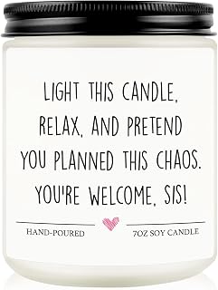 Sister Birthday Gifts, Sister Gifts for Women - Handmade Lavender Natural Soy Wax Candle (7oz) - Big Sister Gift from Sister Brother, Sister-in-Law Present, Wedding Mothers Day Gift for Sister Girls
