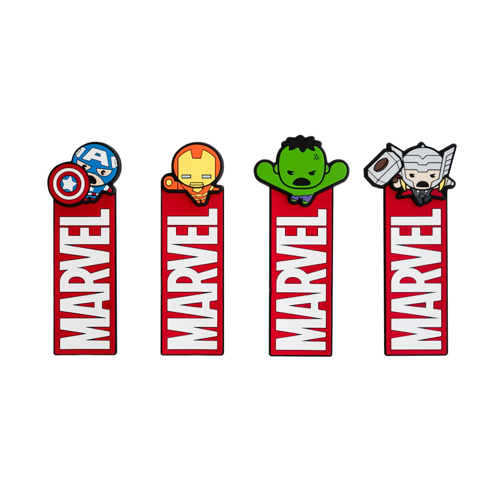 Marcapáginas libros Marvel Los Vengadores - 4 Marcapaginas niños, Diferentes superhéroes - Marcadores de libros | Regalos cumpleaños niños colegio, material escolar y papeleria Vuelta al cole