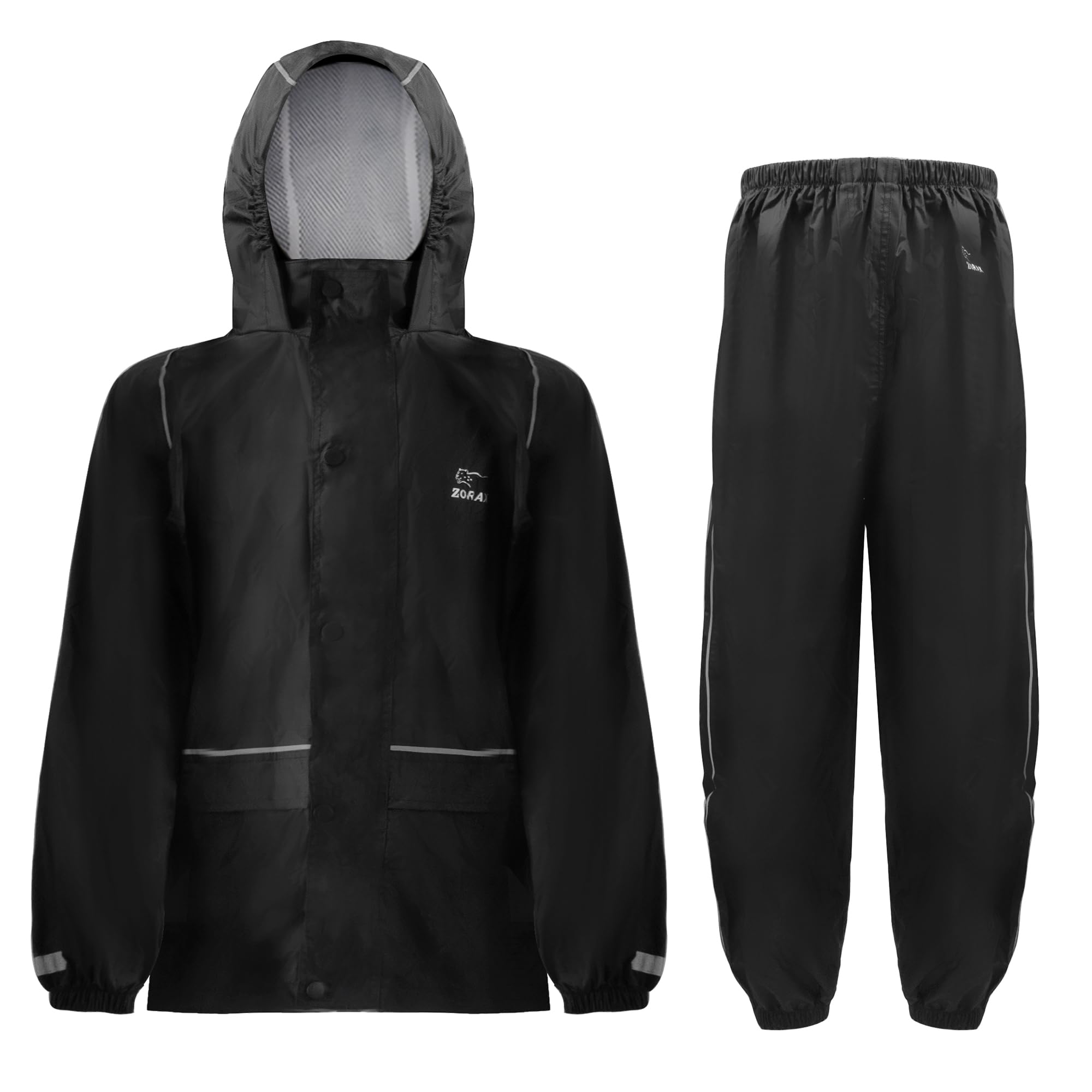 Zorax Combinaison de pluie imperméable pour garçons et filles - Veste et pantalon légers - Unisexe - Coupe-vent - Avec capuche - Sac de transport
