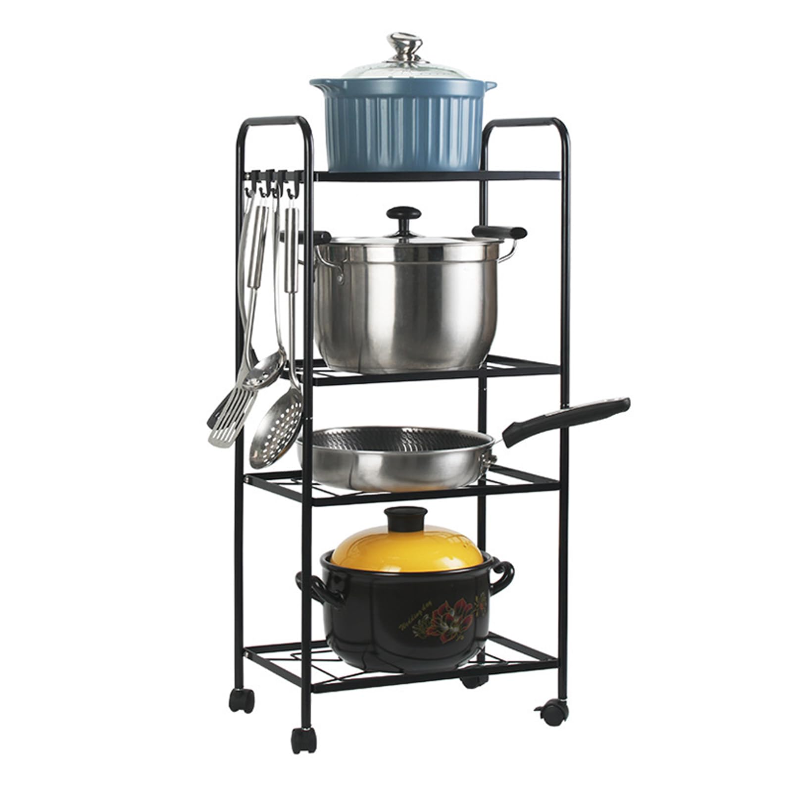 HYPIQQ Pan Stand Saucepan Storage Pots and Pans Organiser Saucepan Rack Pan Rack Pot & Pan Racks,4 tier