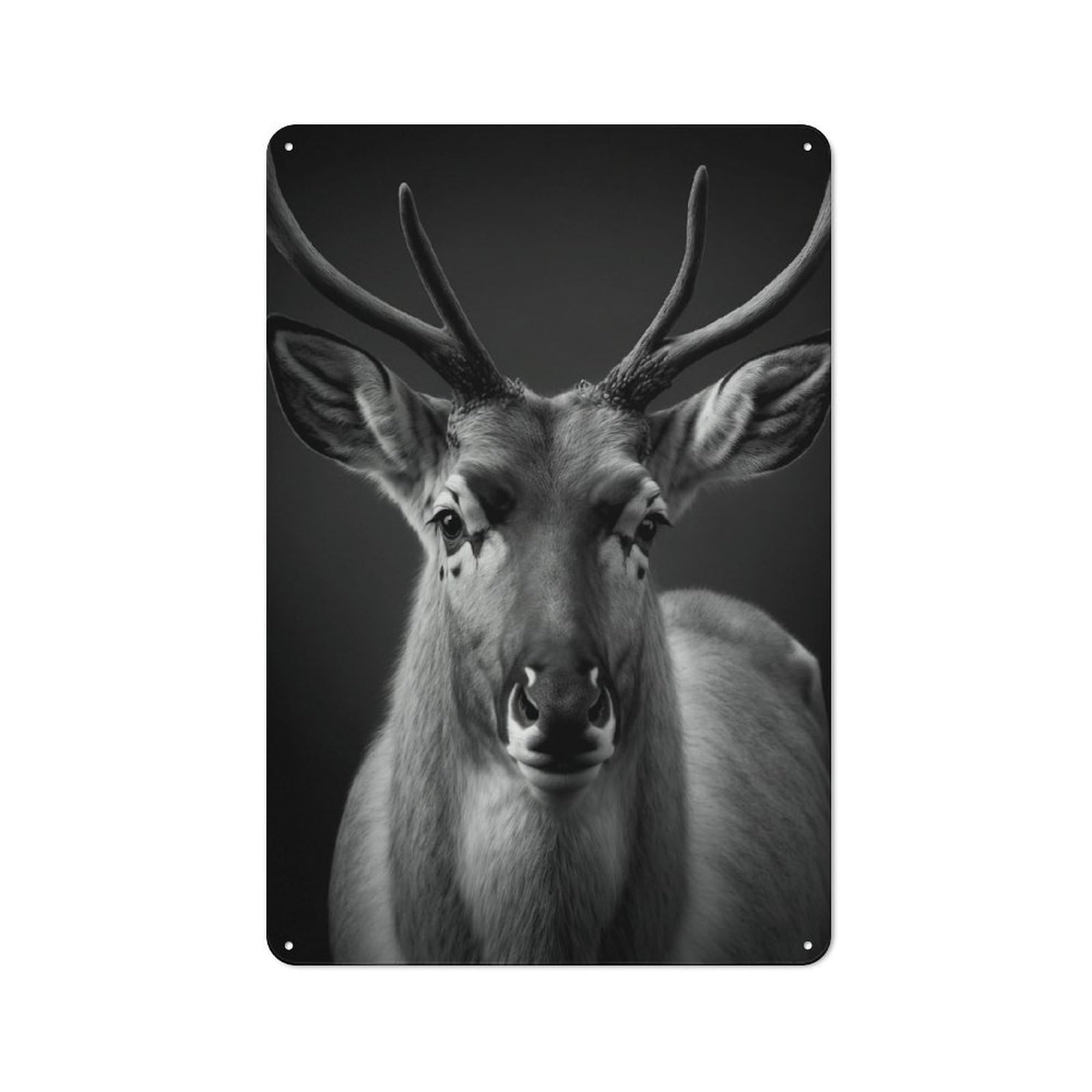 Junmoney Style-14 30X20cm Retro Metal Sign With Portrait Of A Caribou For Living Room Or Hallway, For Living Room Decor Lovers Refreshing A Room In Autumn