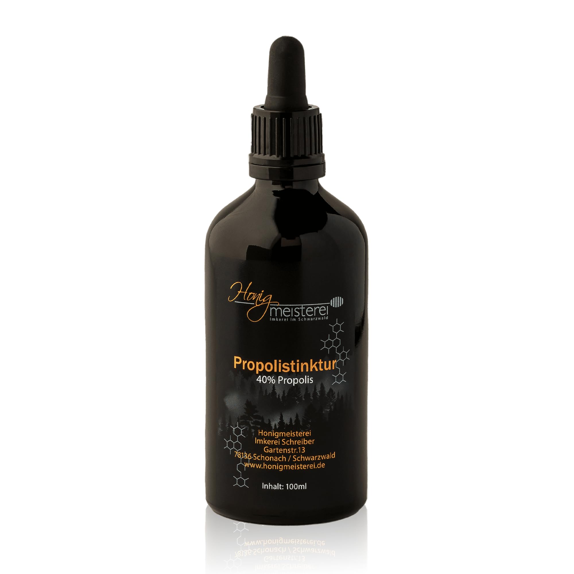 Honigmeisterei Propolis Tinktur 100ml mit 40% natürlichem Propolis, hochdosiert aus Schwarzwälder Imkerei, Tropfen ohne Zusatzstoffe, für die innere oder äußere Anwendung