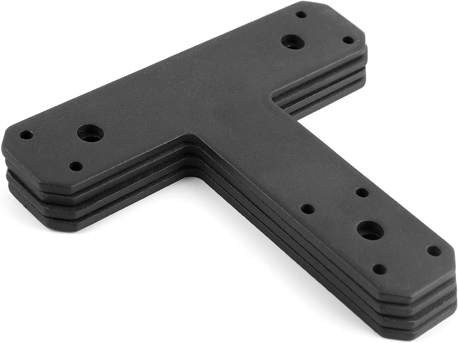 Post to Beam Connectors T-Plate - T Shape Plate Flat Straight Steel Brackets Black 4mm Thickness for Repair Fixing Mending Flat Plate - ORIGLE Supplied Set of 4