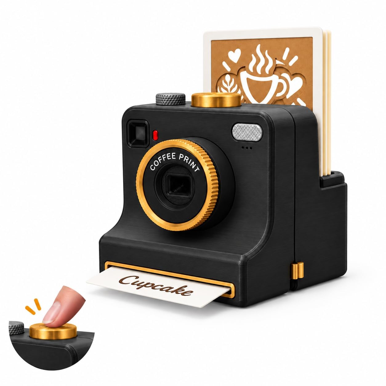 3D Latte Art Camera, Manual Coffee Stencil Printer (Black)