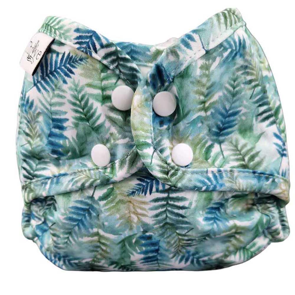 Canopy Thrive Reusable Nappy Cover, One Size 10-40 lbs, Double Gusset Design (Fern Fronds)